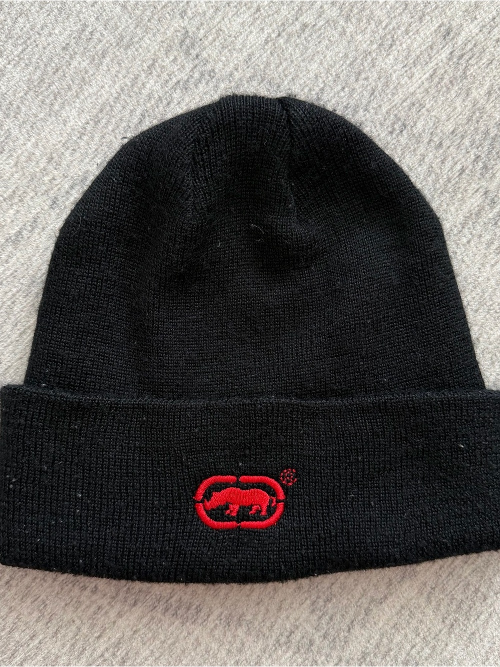 Vintage 2000s Y2K Ecko Unlimited Streetwear OG Logo Adult Black Cuffed Beanie